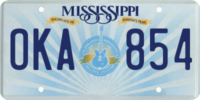 MS license plate OKA854