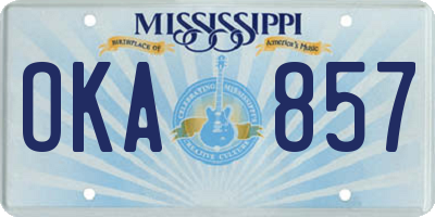 MS license plate OKA857
