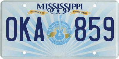MS license plate OKA859