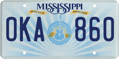 MS license plate OKA860
