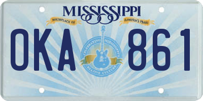 MS license plate OKA861
