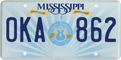 MS license plate OKA862