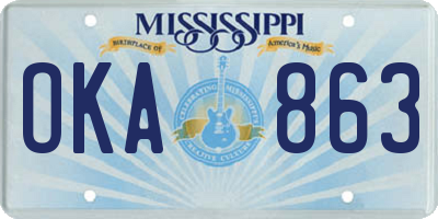 MS license plate OKA863