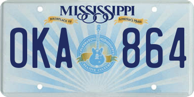 MS license plate OKA864