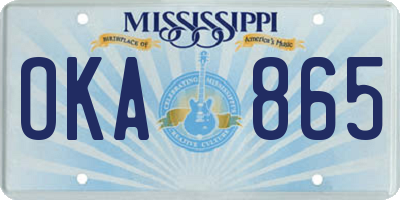 MS license plate OKA865