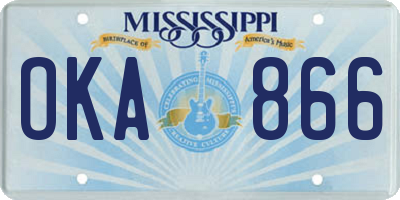 MS license plate OKA866