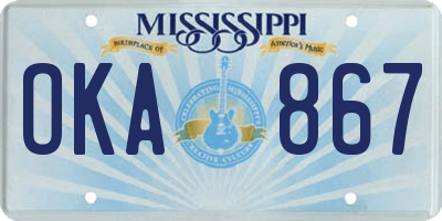 MS license plate OKA867