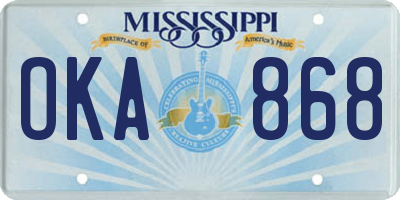 MS license plate OKA868