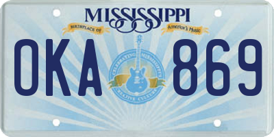 MS license plate OKA869
