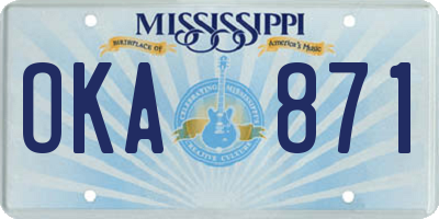 MS license plate OKA871