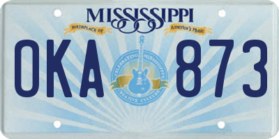 MS license plate OKA873