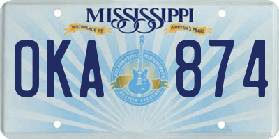 MS license plate OKA874