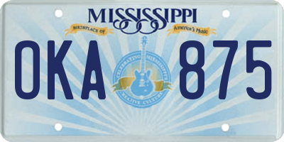 MS license plate OKA875