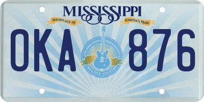 MS license plate OKA876