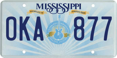 MS license plate OKA877