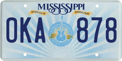 MS license plate OKA878
