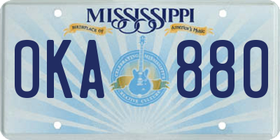 MS license plate OKA880