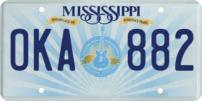 MS license plate OKA882