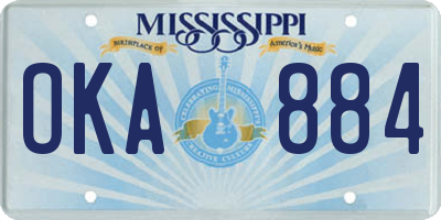 MS license plate OKA884