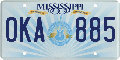 MS license plate OKA885