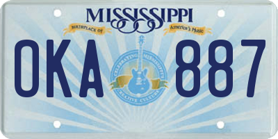 MS license plate OKA887