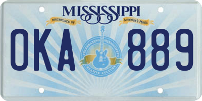 MS license plate OKA889