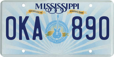 MS license plate OKA890
