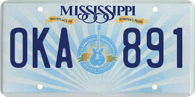 MS license plate OKA891