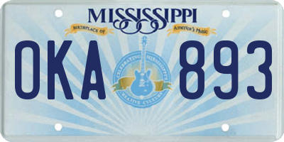 MS license plate OKA893