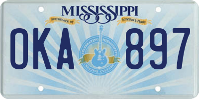 MS license plate OKA897