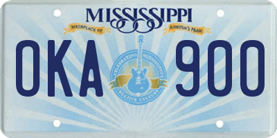 MS license plate OKA900