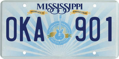 MS license plate OKA901