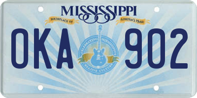 MS license plate OKA902