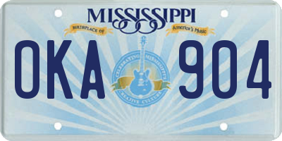 MS license plate OKA904