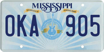 MS license plate OKA905