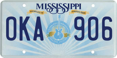 MS license plate OKA906