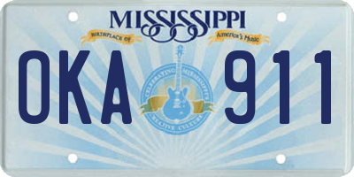 MS license plate OKA911