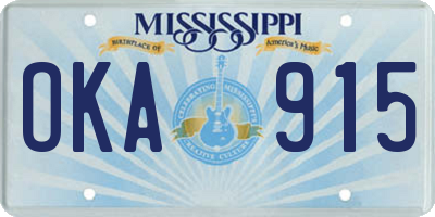 MS license plate OKA915