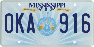 MS license plate OKA916