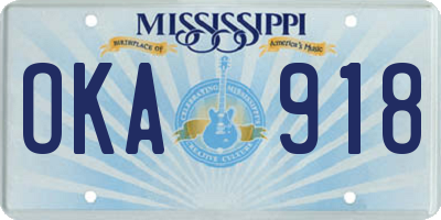 MS license plate OKA918