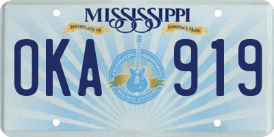 MS license plate OKA919