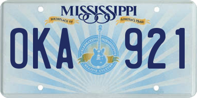 MS license plate OKA921