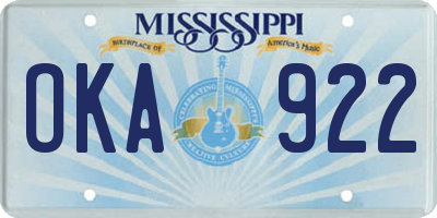 MS license plate OKA922