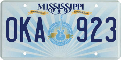 MS license plate OKA923