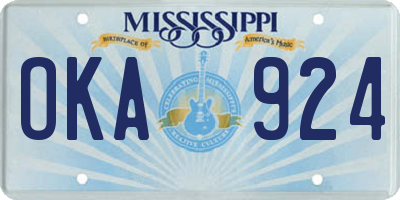 MS license plate OKA924