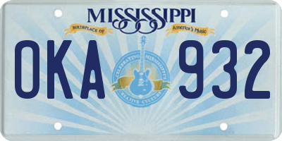 MS license plate OKA932