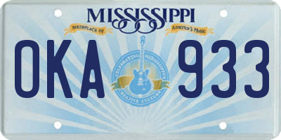 MS license plate OKA933