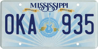 MS license plate OKA935