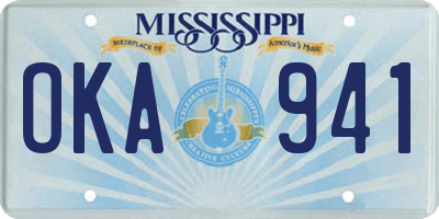MS license plate OKA941