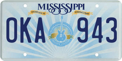 MS license plate OKA943